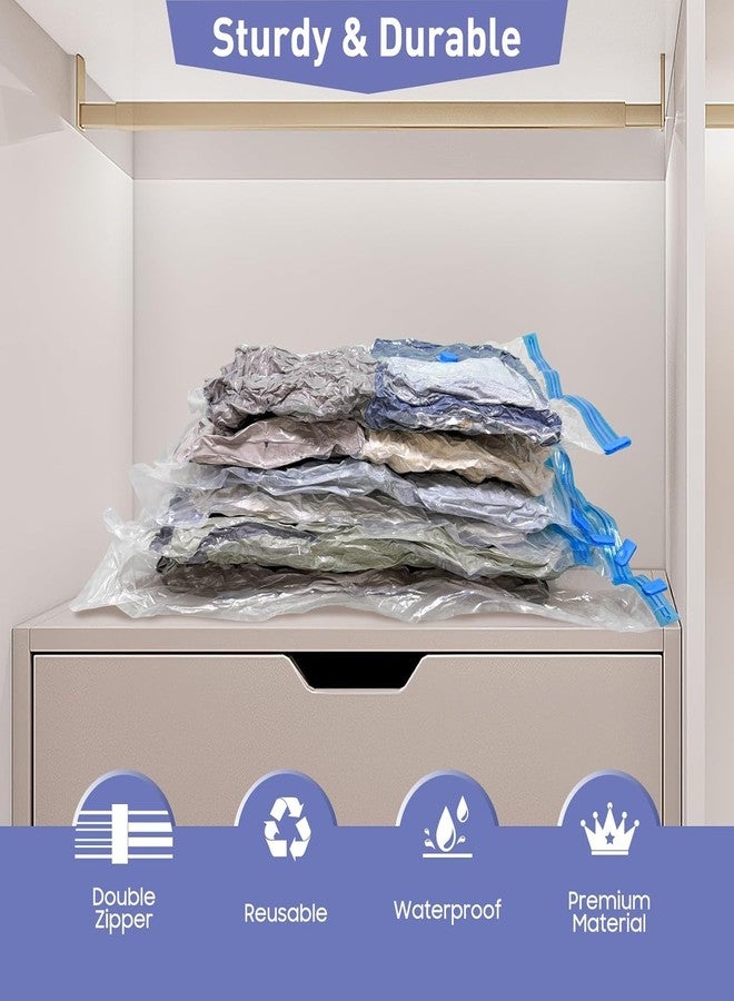 LUXJET 10 Pack Large Vacuum Storage Bags with Hand Pump, 80% Storage Space Saving, Sturdy Leak-Free Space Saver Vacuum Seal Bags for Clothing, Vacuum Compression Bags for Travel Lugggage - Image 4